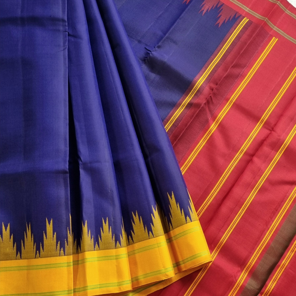 Image of Kanjivaram Silk Ganga Jamuna no zari Korvai