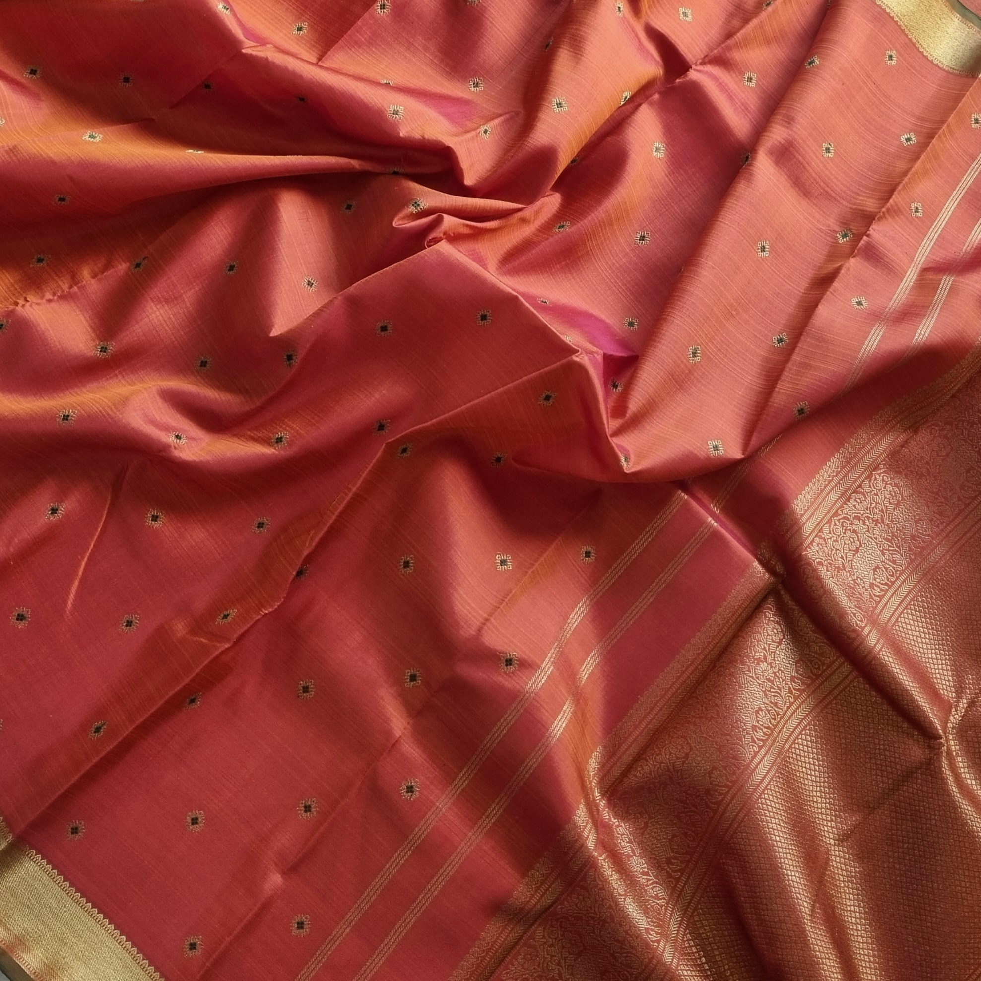 Kanjivaram Silk Meenakari rust