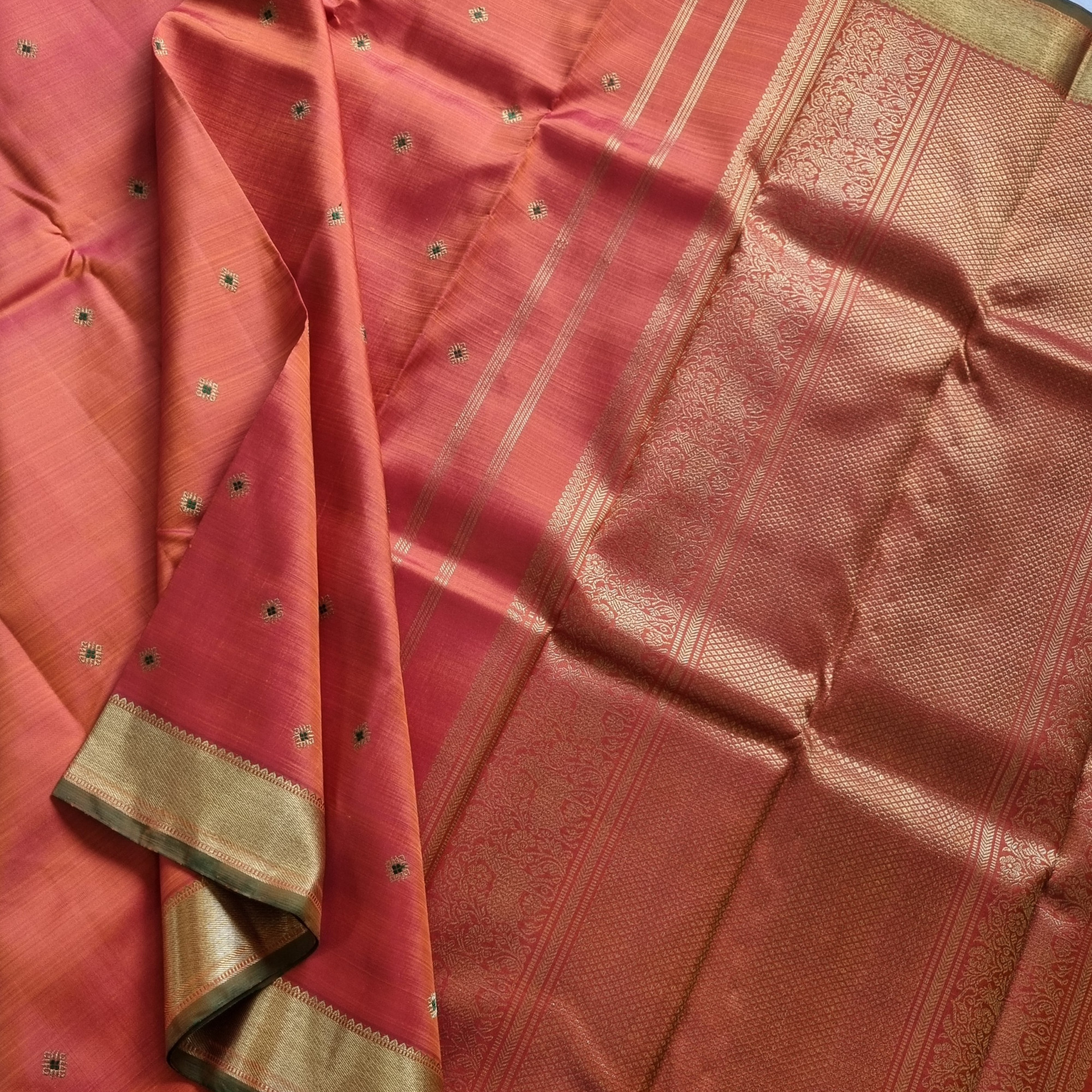 Kanjivaram Silk Meenakari rust