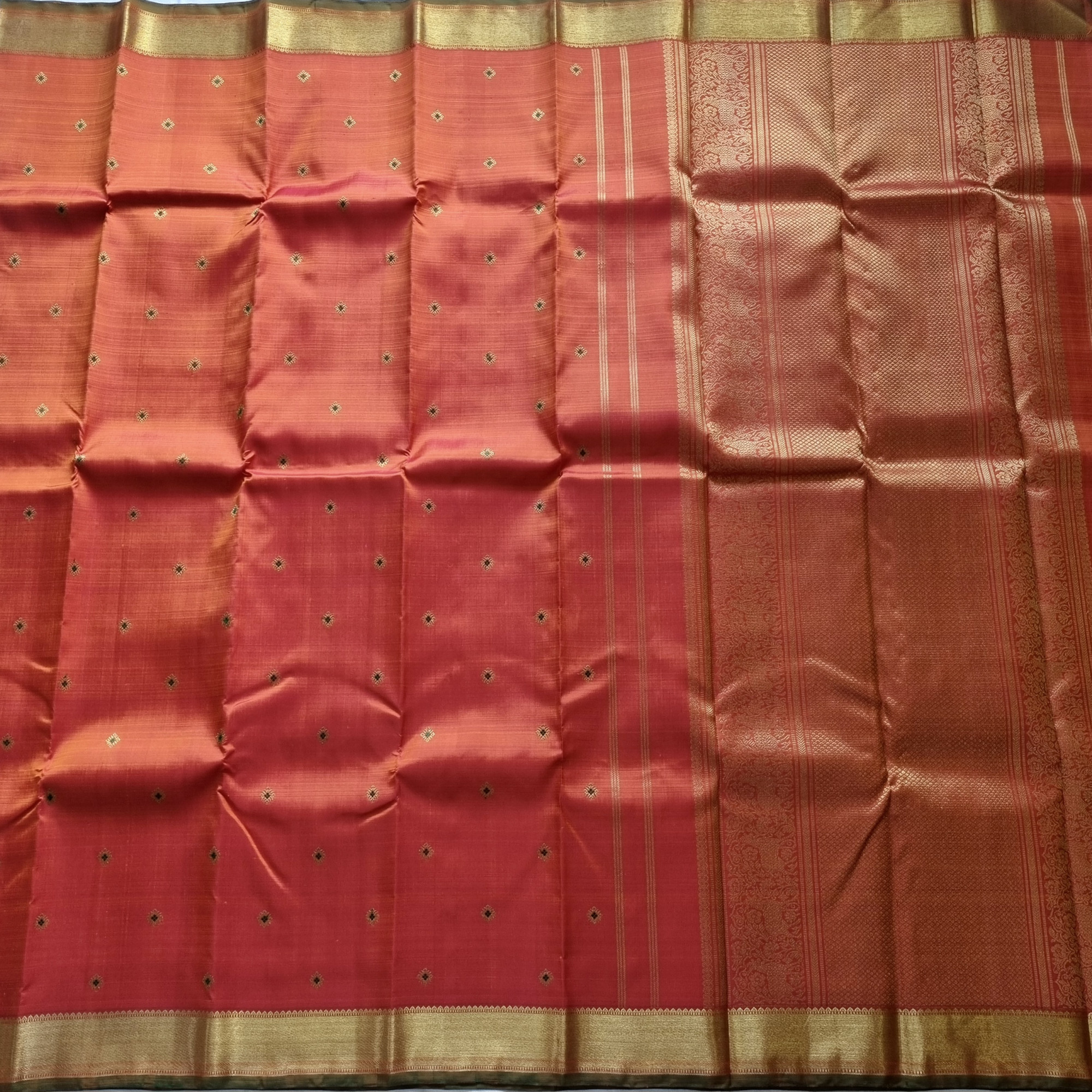 Kanjivaram Silk Meenakari rust