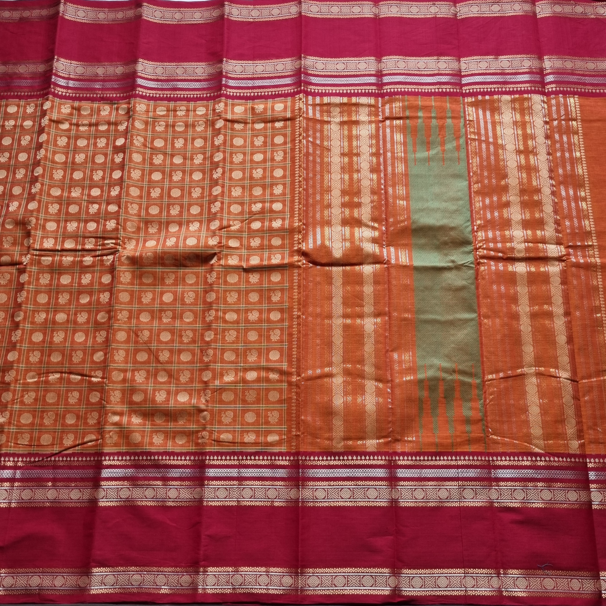 Kanchi Cotton 1000 buttas rust orange