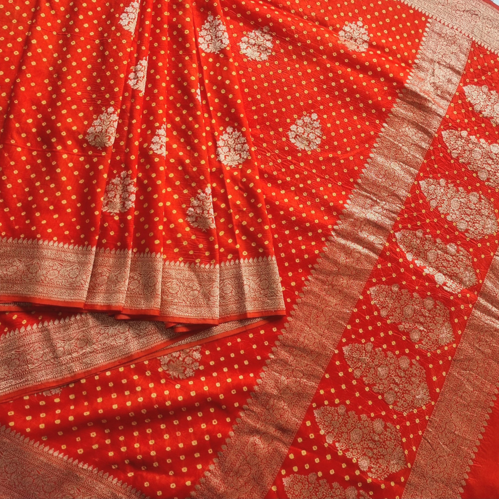 Image of Bandhani X Banarasi Silk Saree
