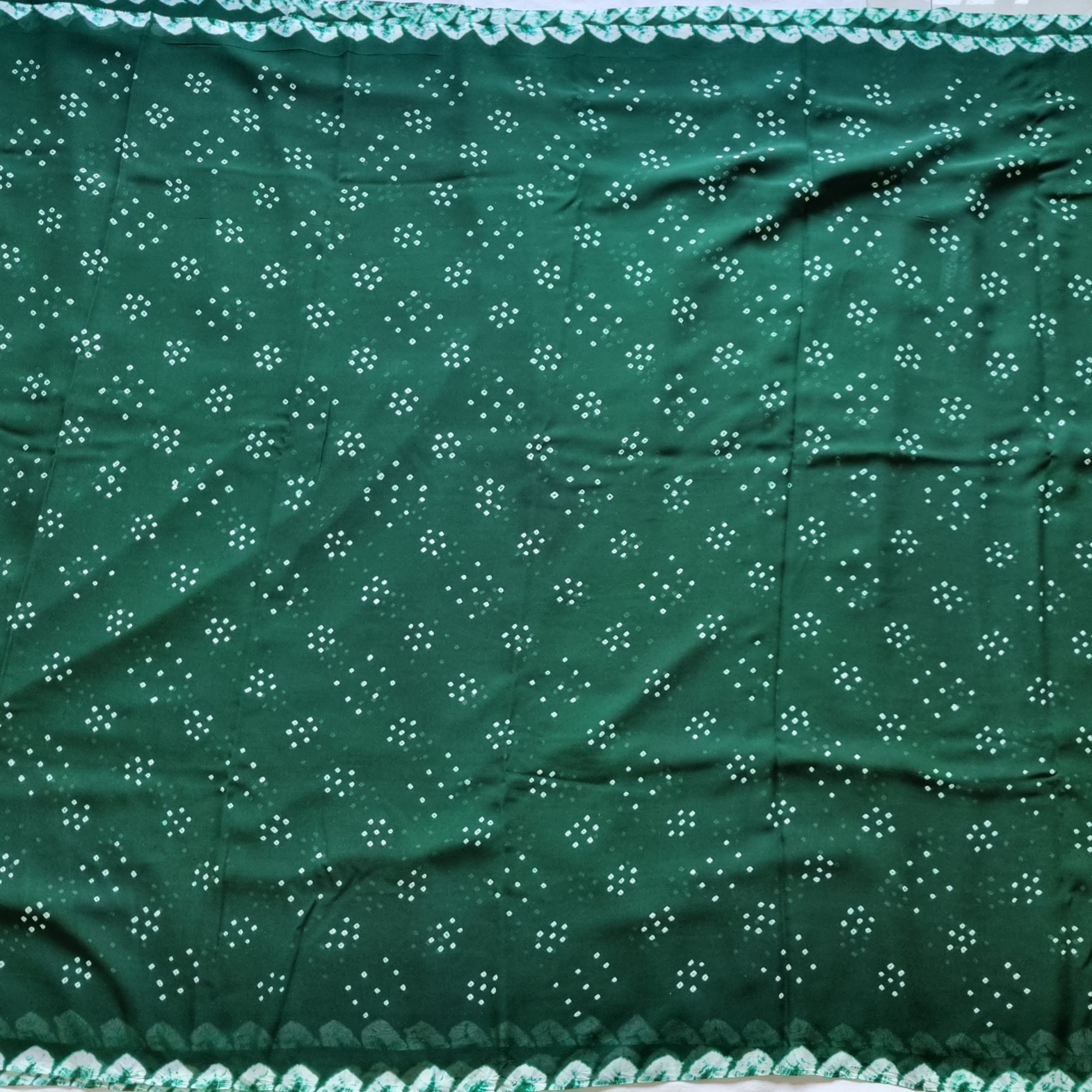 Handcrafted Bandhani georgette bottle green