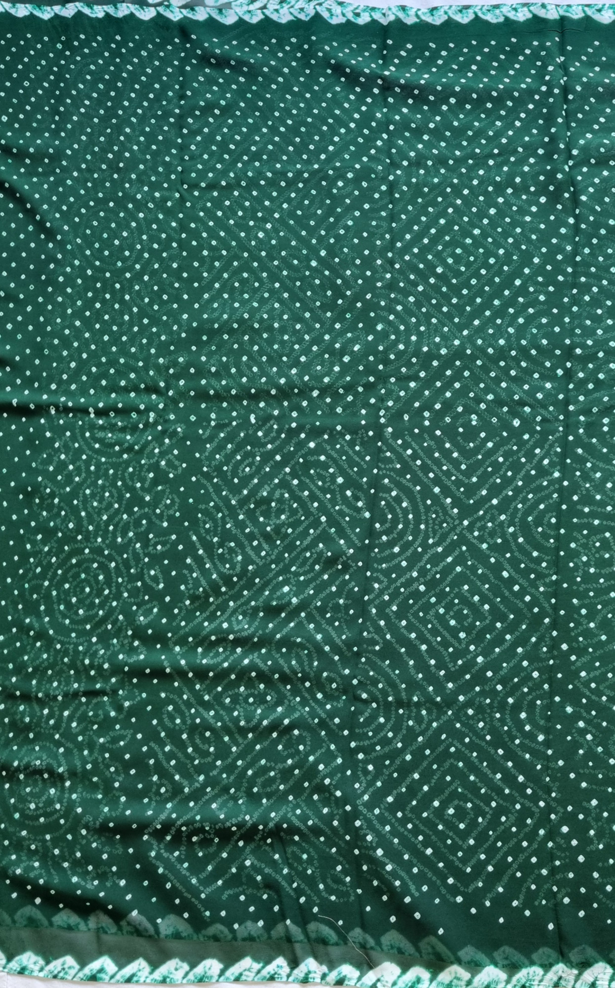 Handcrafted Bandhani georgette bottle green