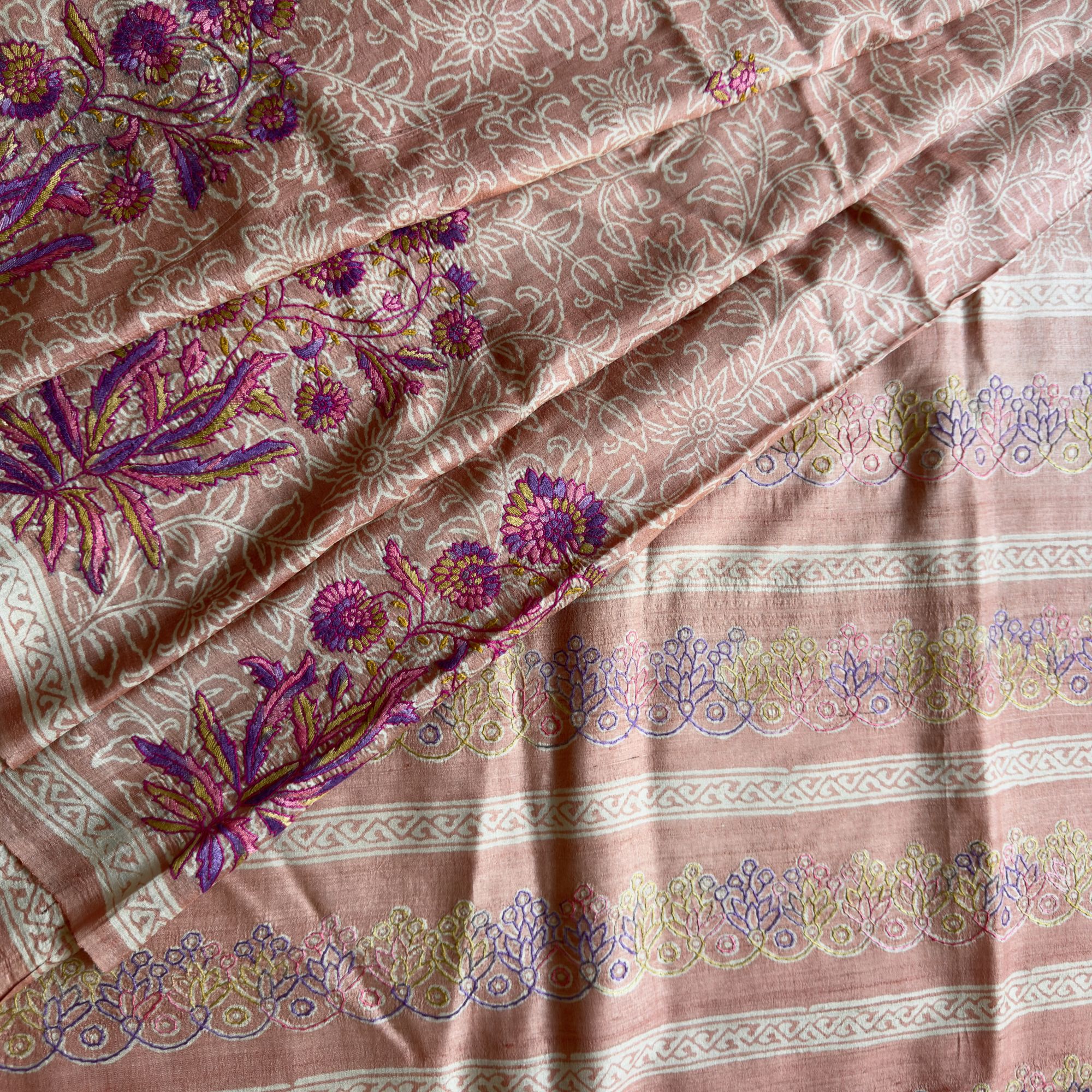 Sozni X block printed tasar