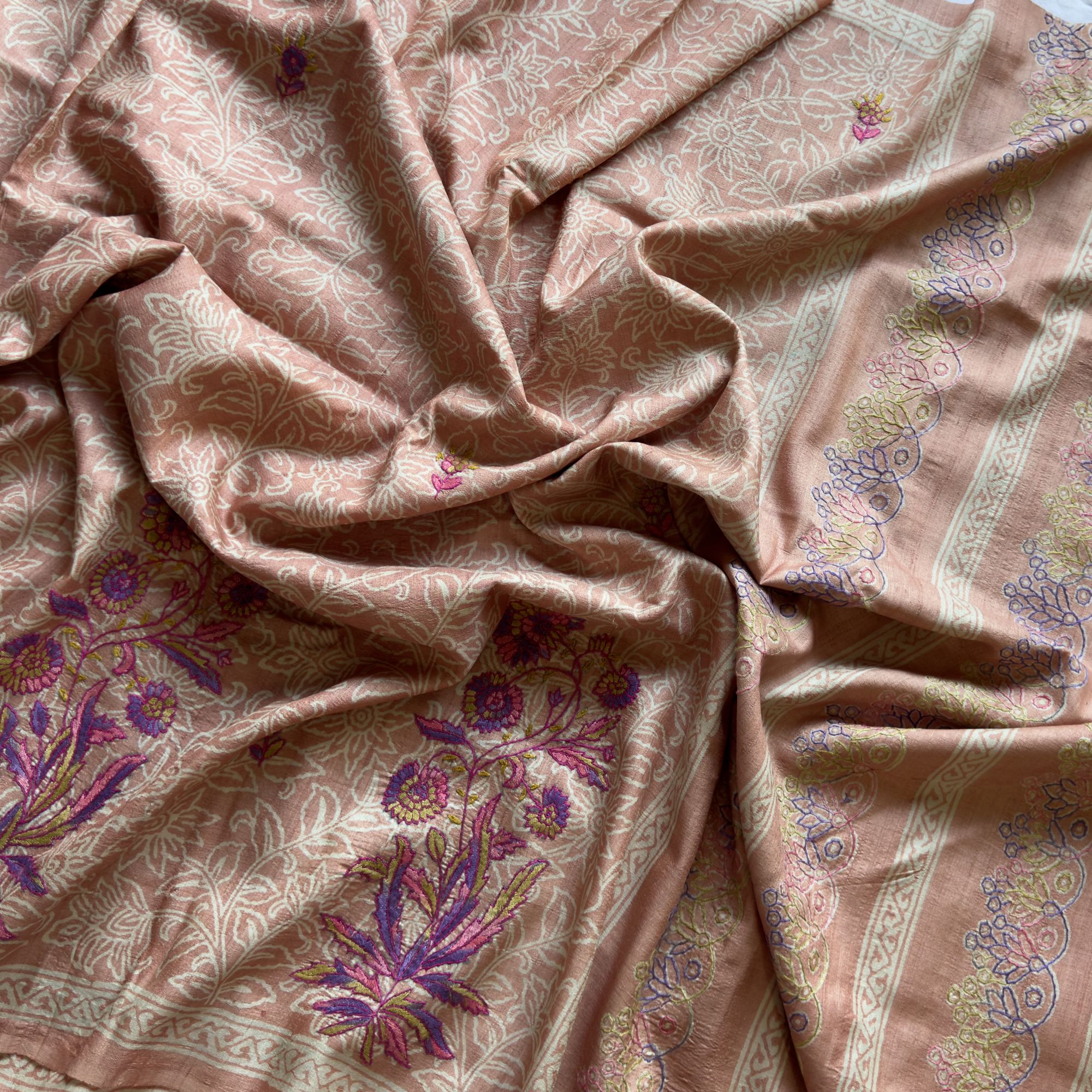 Sozni X block printed tasar