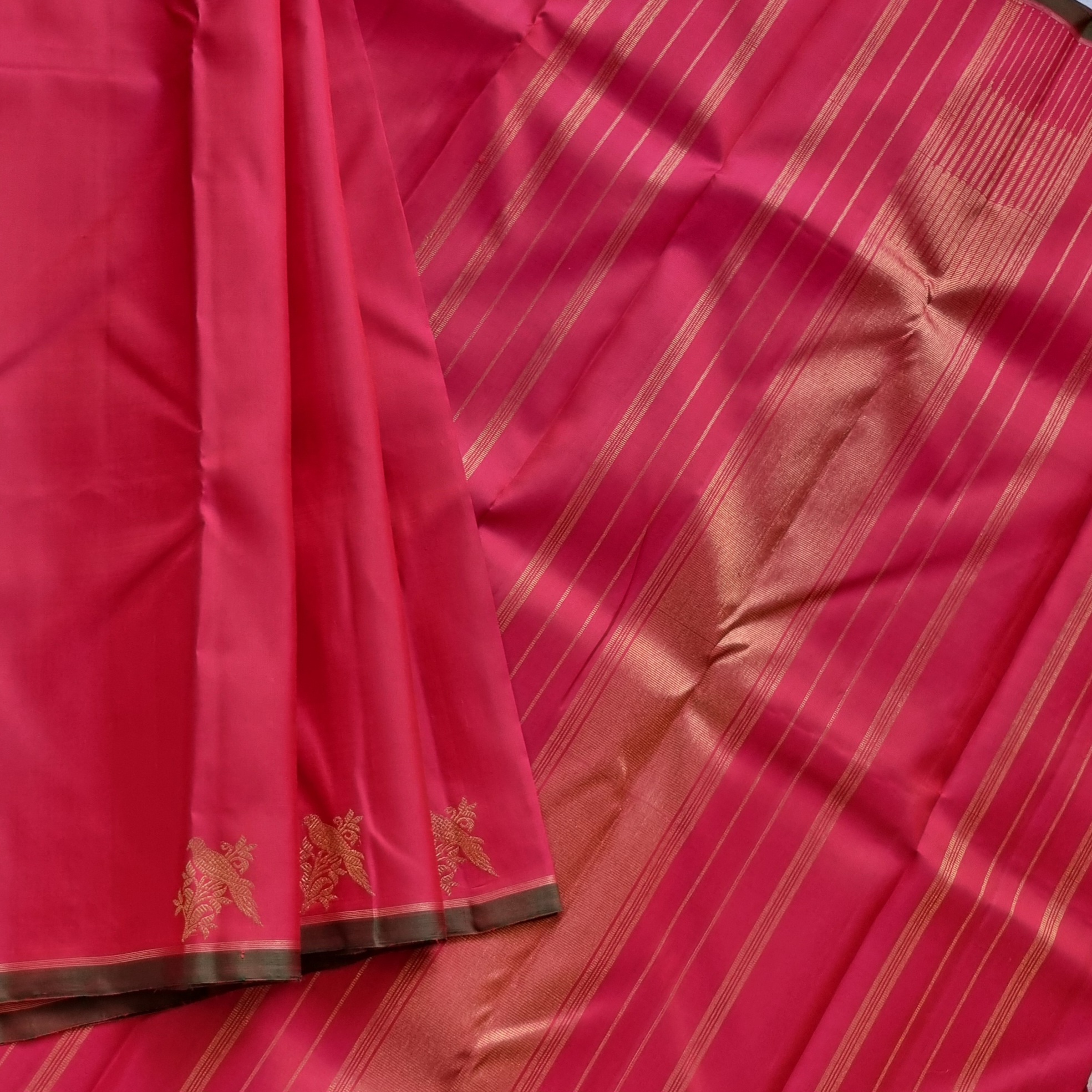 Kanjivaram Silk unique pinkish red with Kili