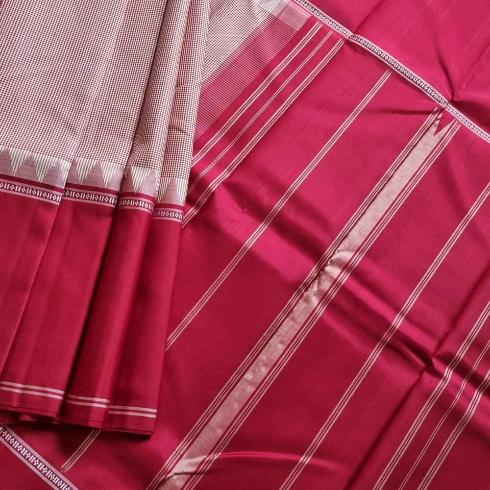 Image of Kanjivaram Silk Podi kattam Korvai threadwork