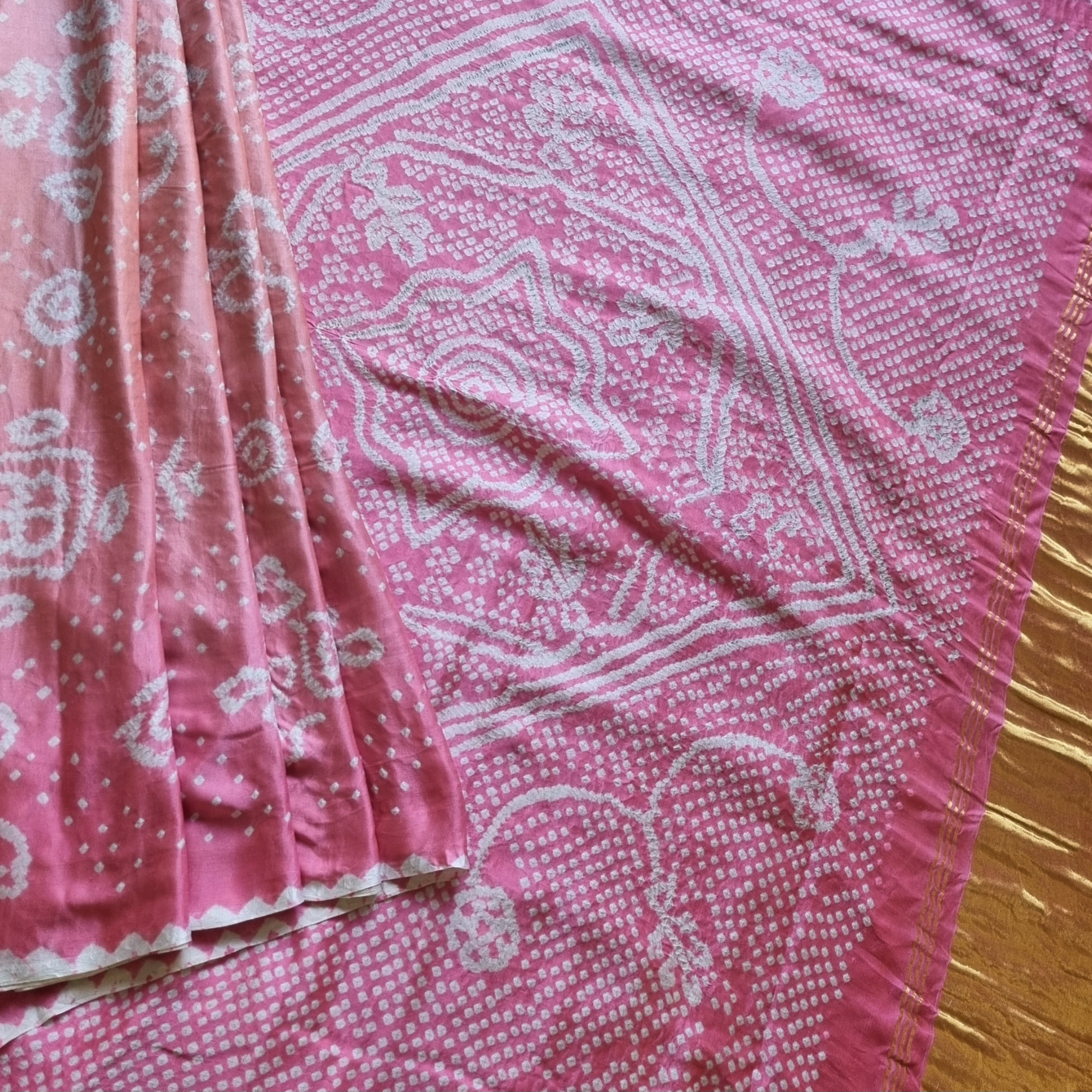 Handcrafted Bandhani Gajji silk shades of pink