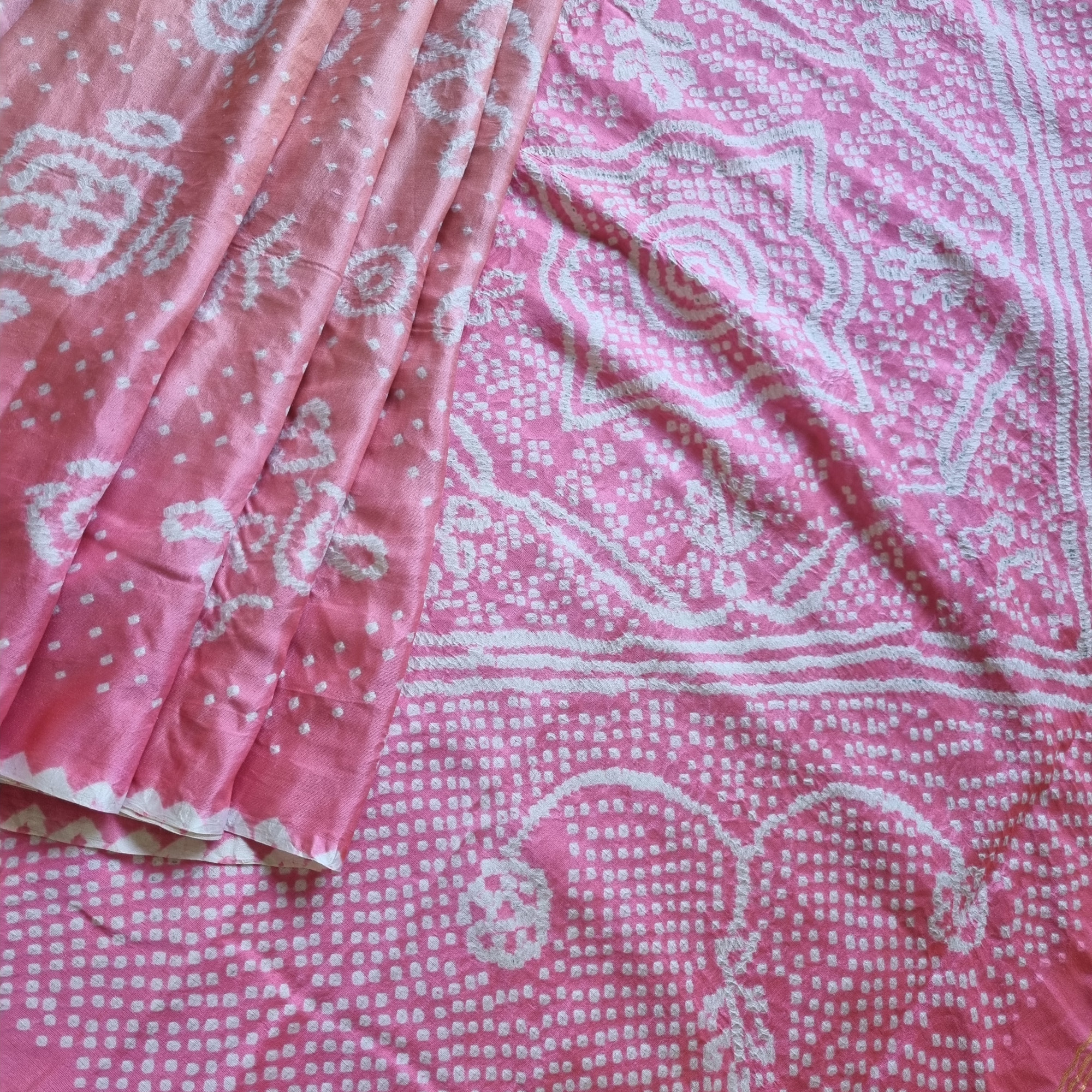 Handcrafted Bandhani Gajji silk shades of pink