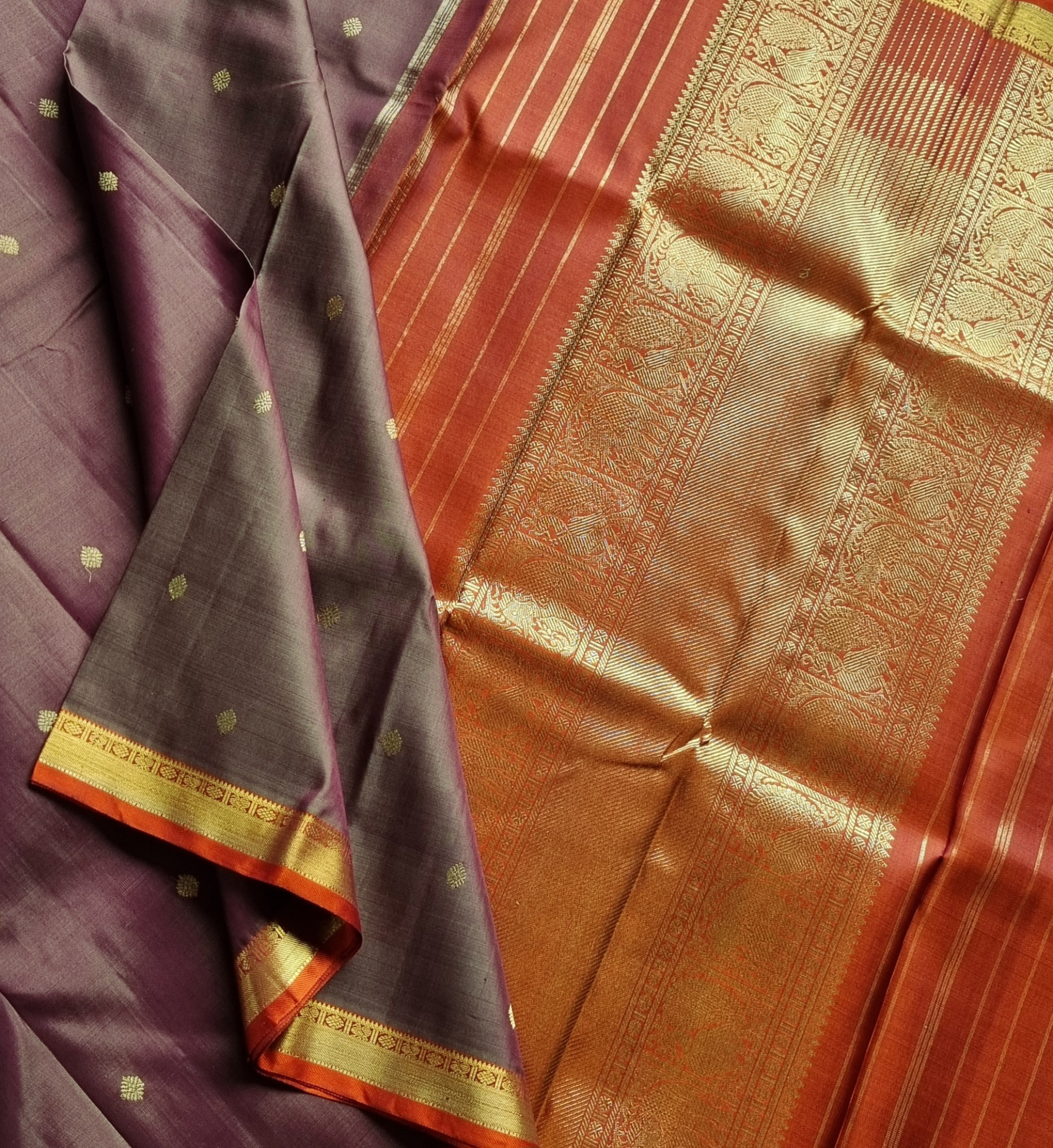 Kanjivaram Silk umber brown