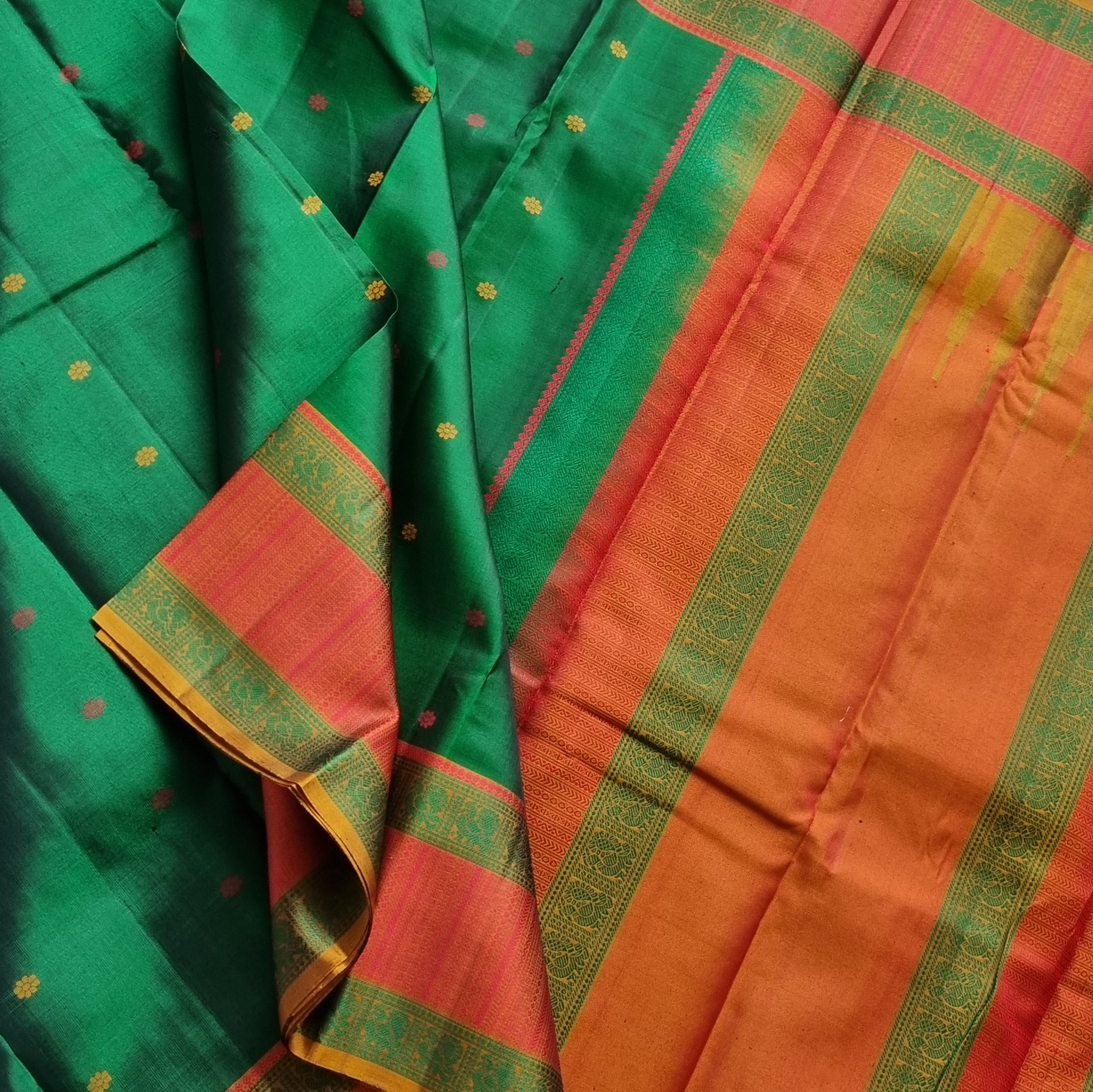 Kanjivaram Silk gorgeous green threadwork