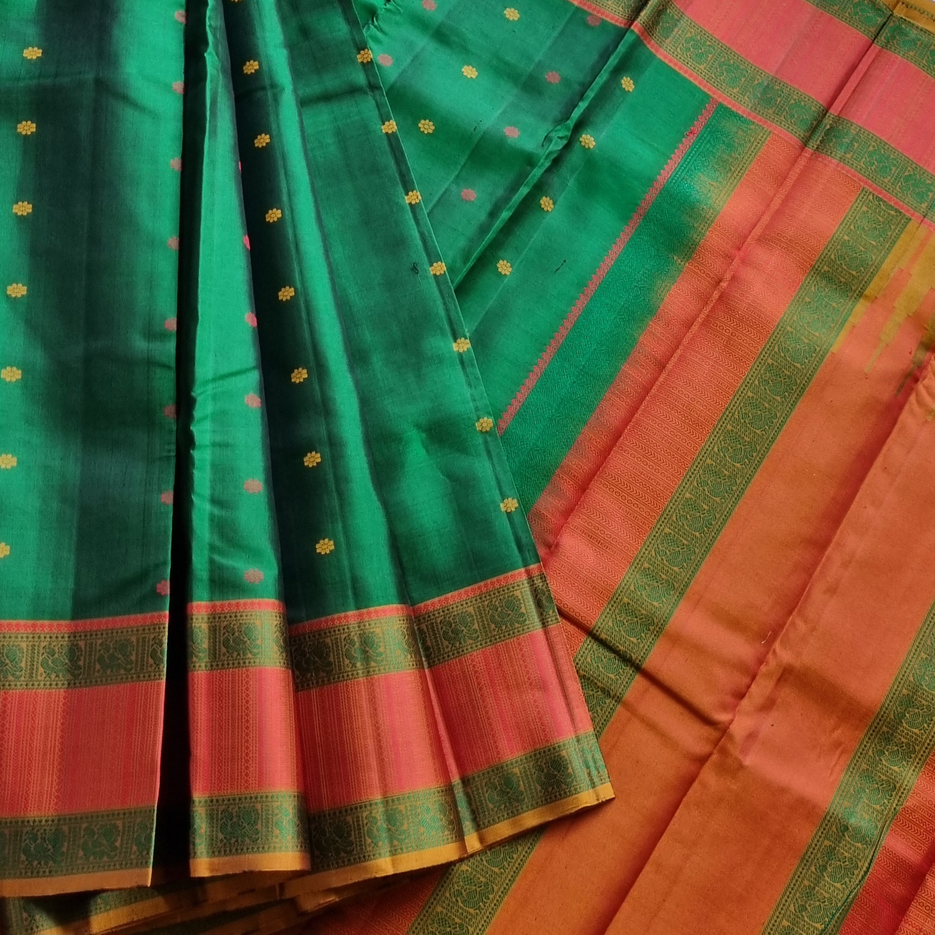 Kanjivaram Silk gorgeous green threadwork