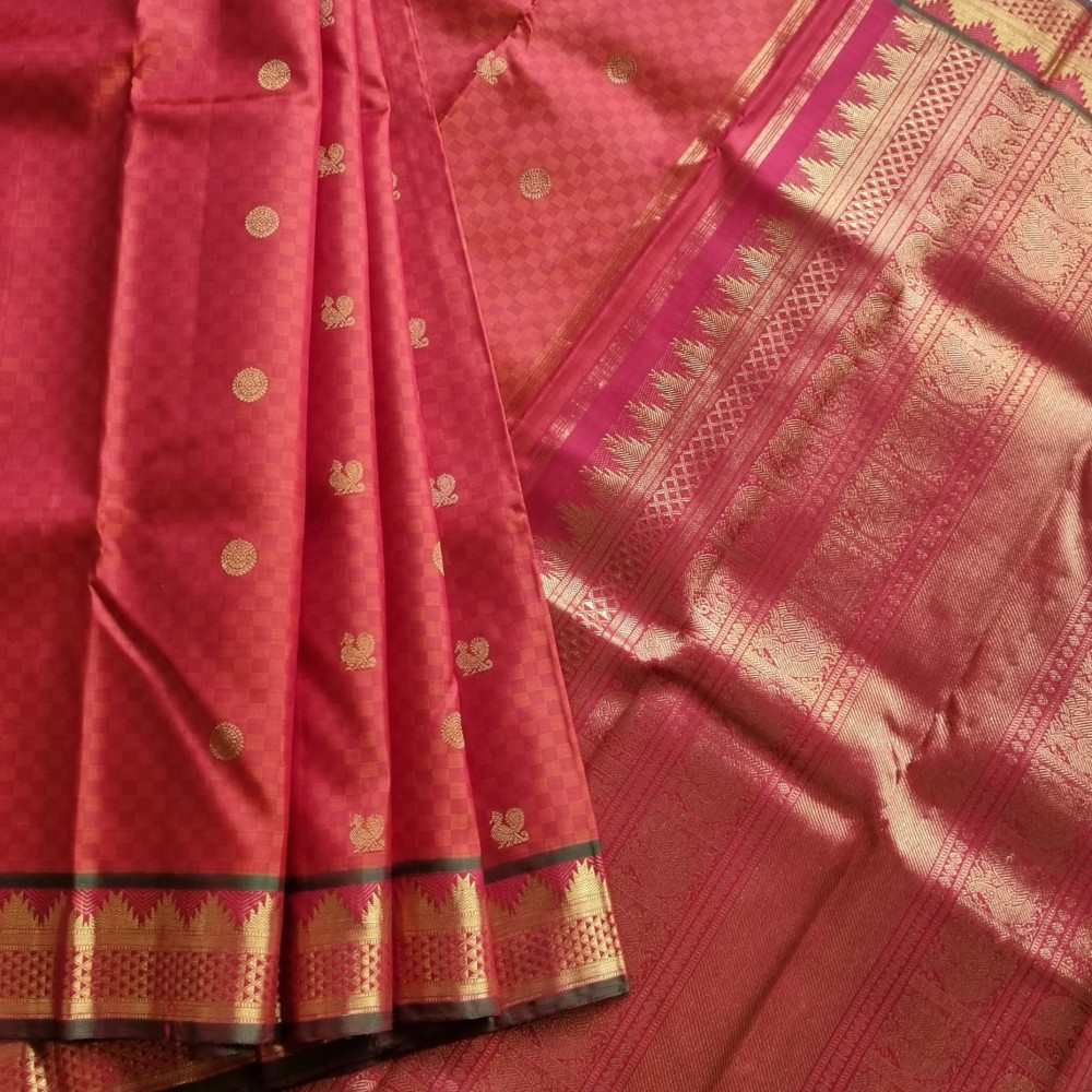 Image of Kanjivaram Silk Paimadi with annam chakram