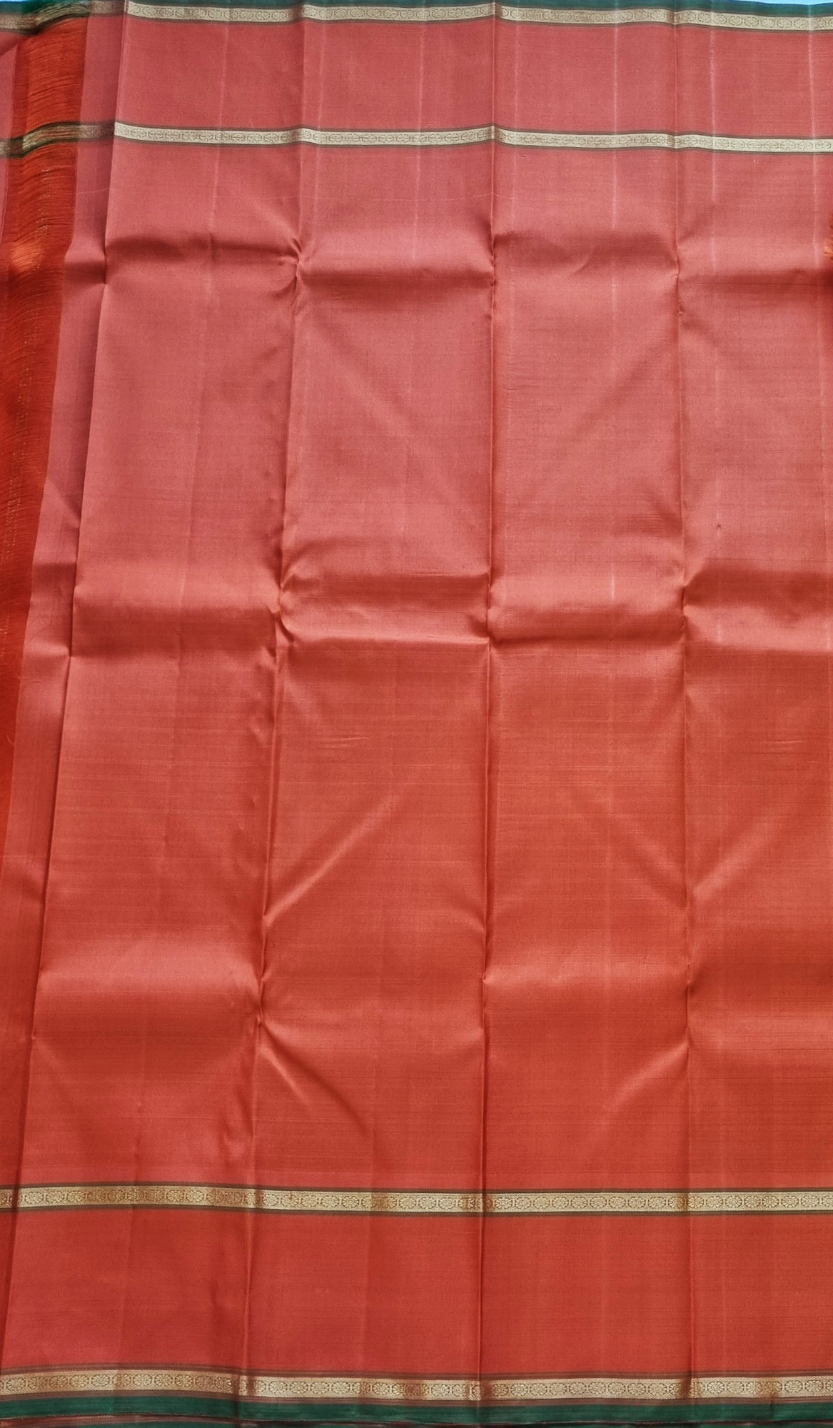 Kanjivaram Silk rust orange kattam