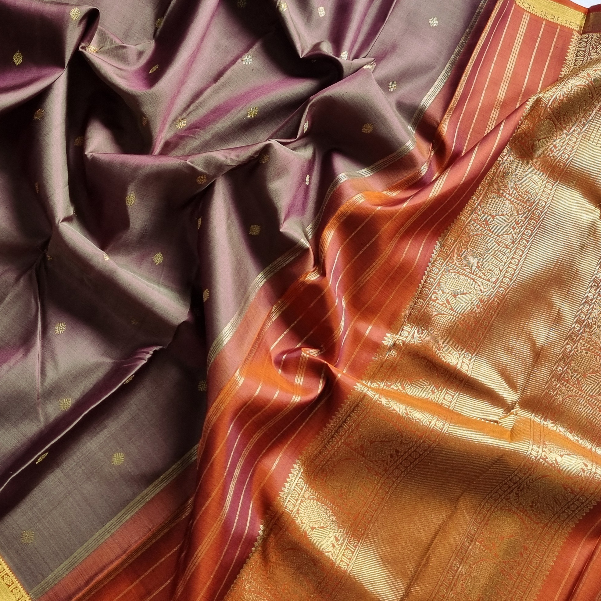 Kanjivaram Silk umber brown