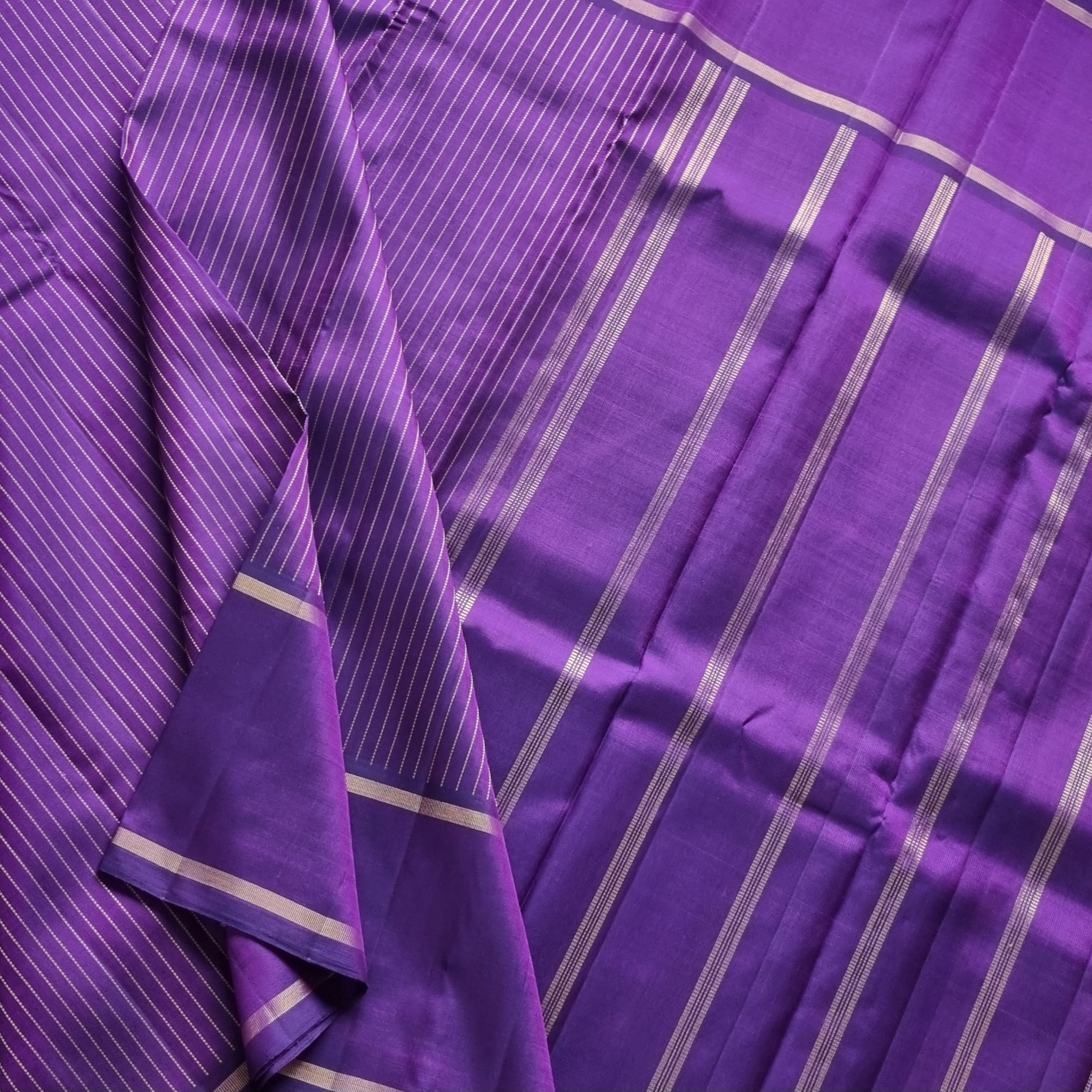 Kanjivaram Silk saree rich purple stripes