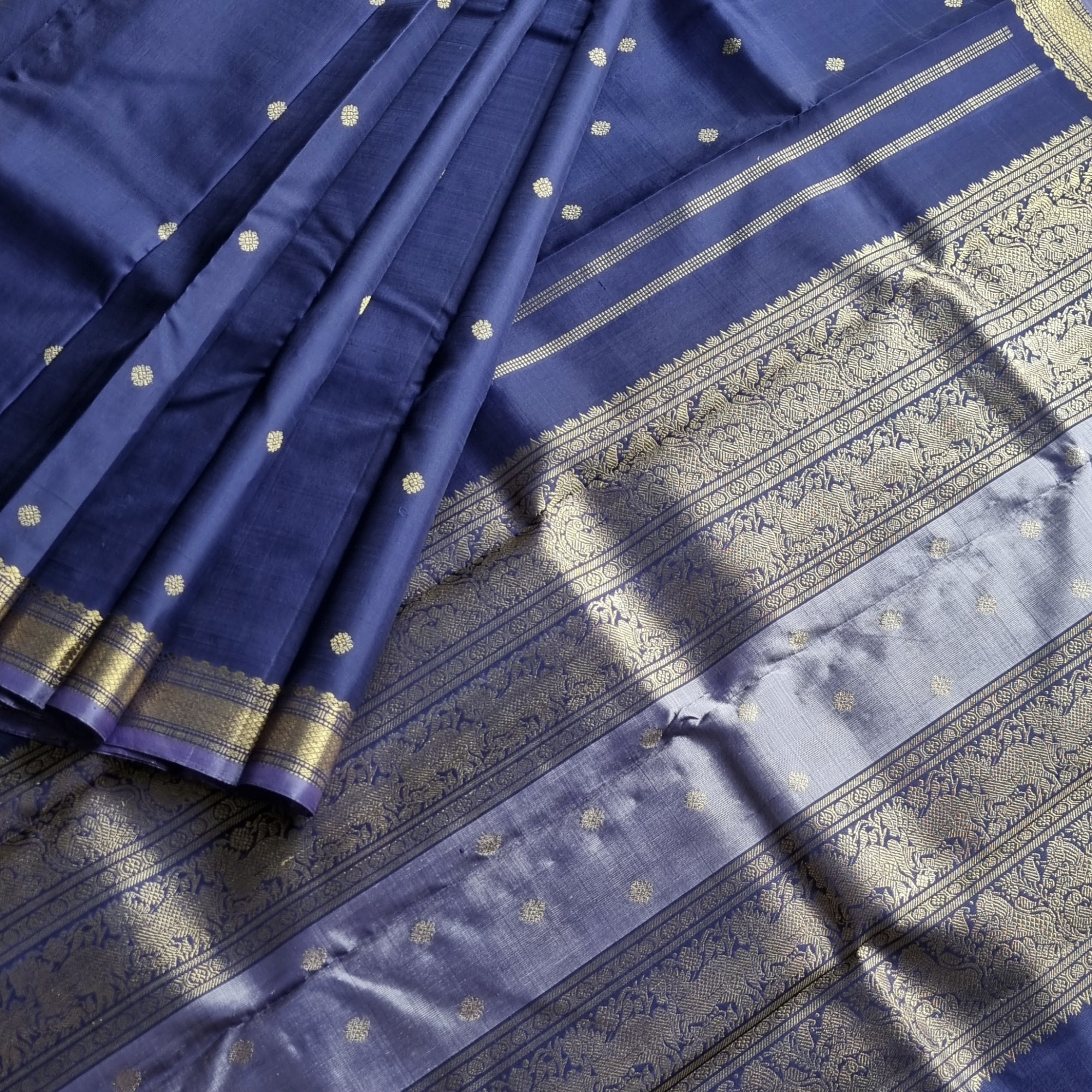 Kanjivaram Silk vintage navy blue