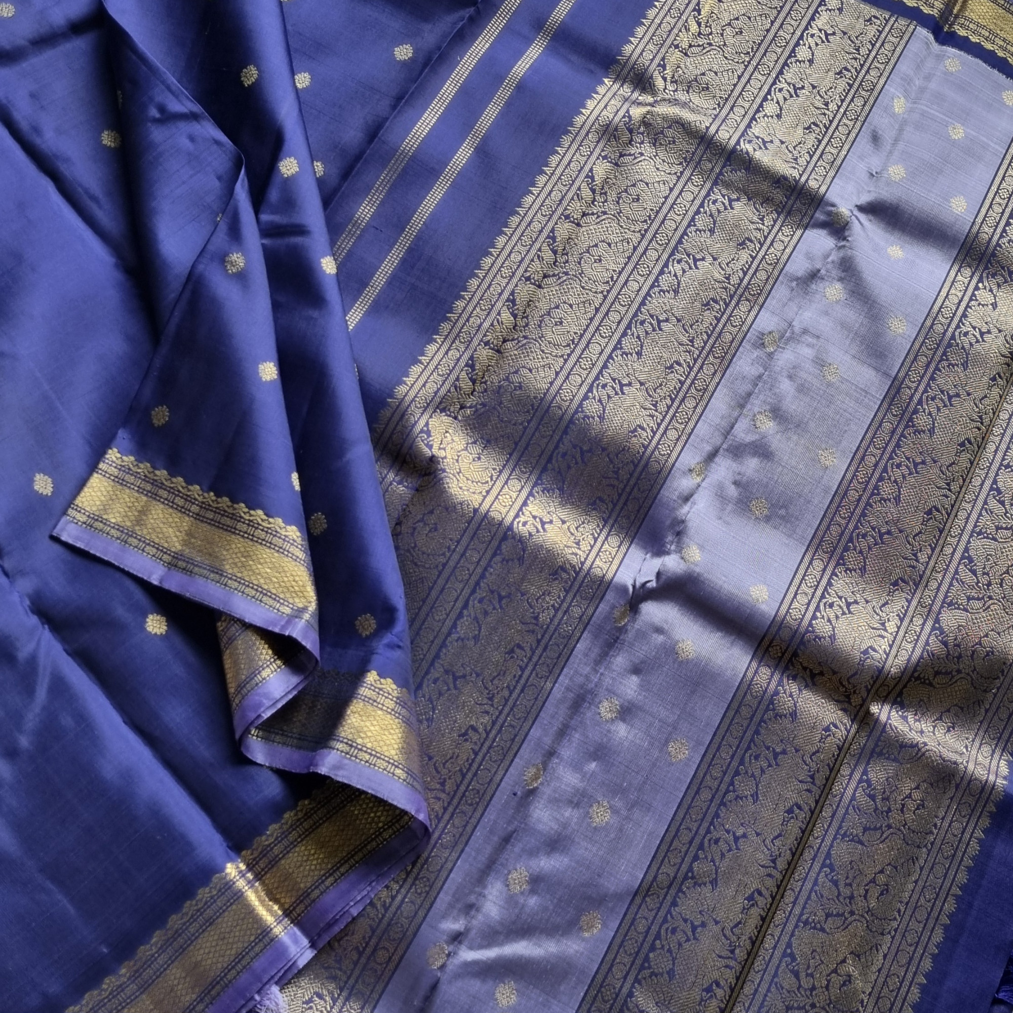 Kanjivaram Silk vintage navy blue