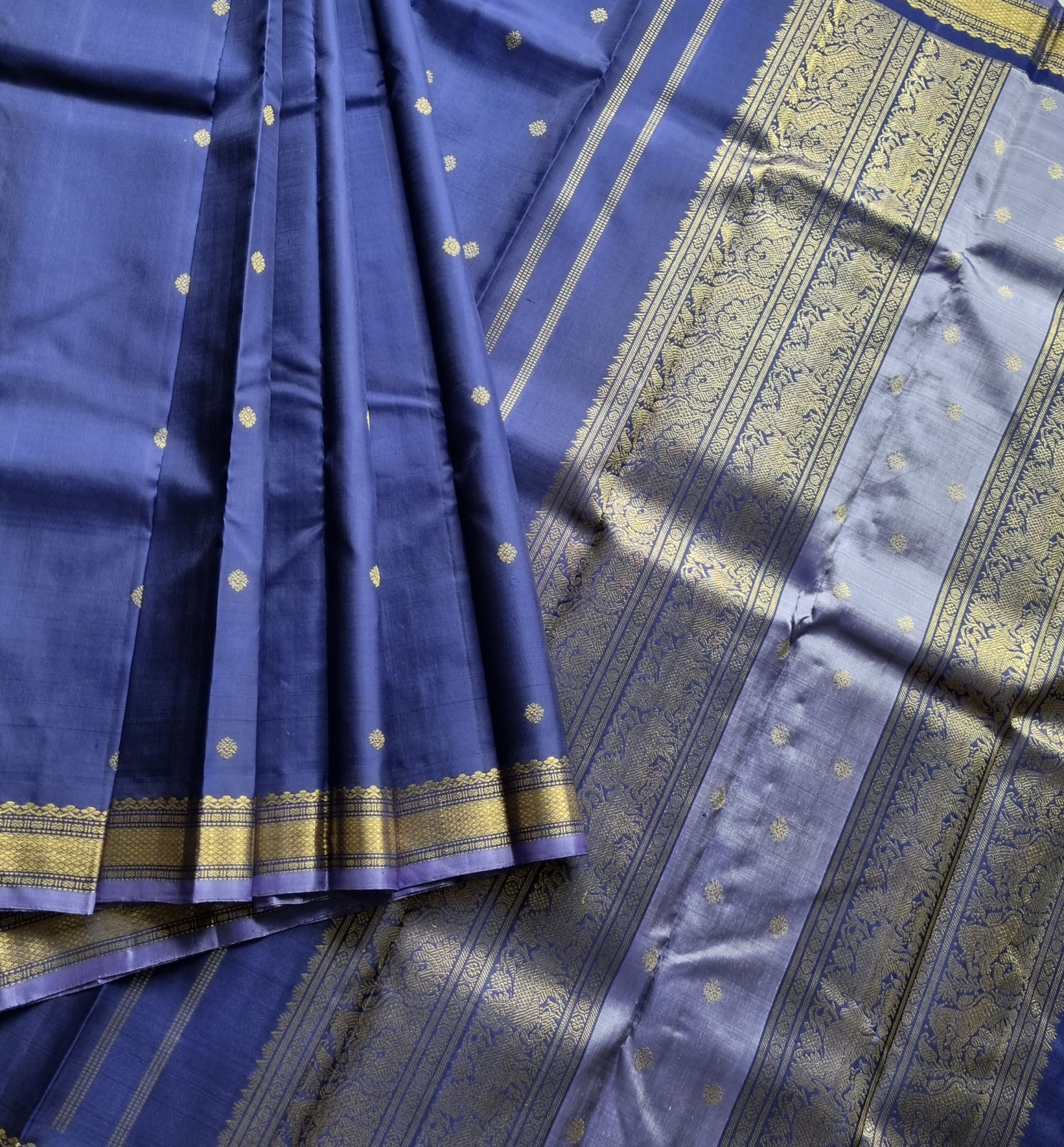 Kanjivaram Silk vintage navy blue