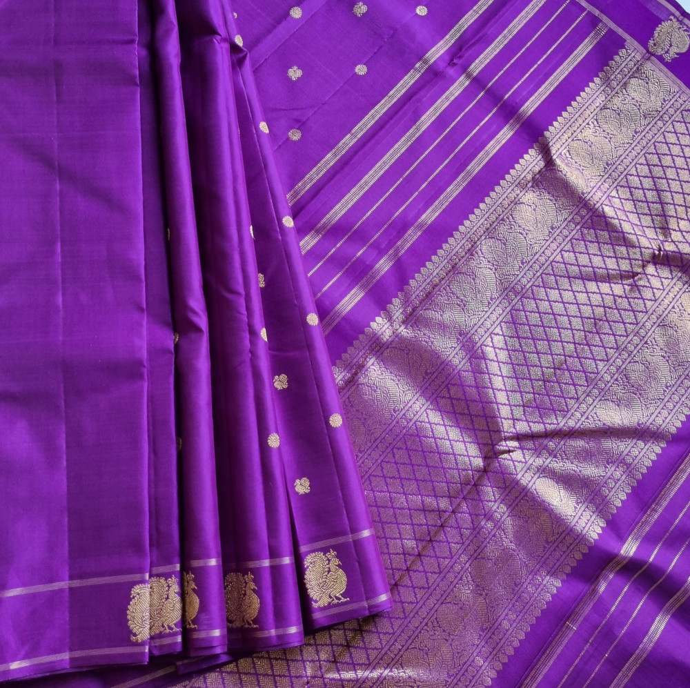 Image of Kanjivaram Silk deep Vadamalli purple
