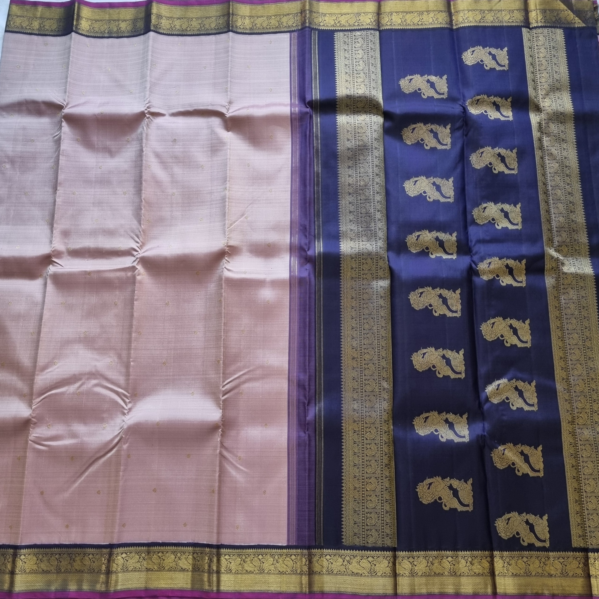 Kanjivaram Silk pastel pink Korvai