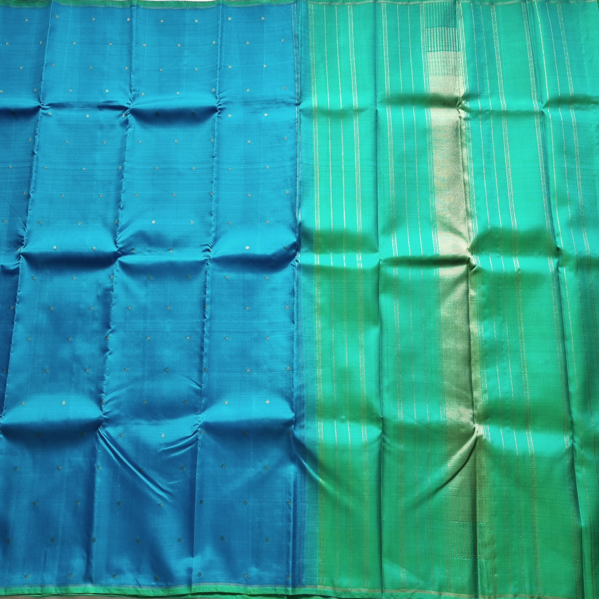 Kanjivaram Silk aqua blue and green