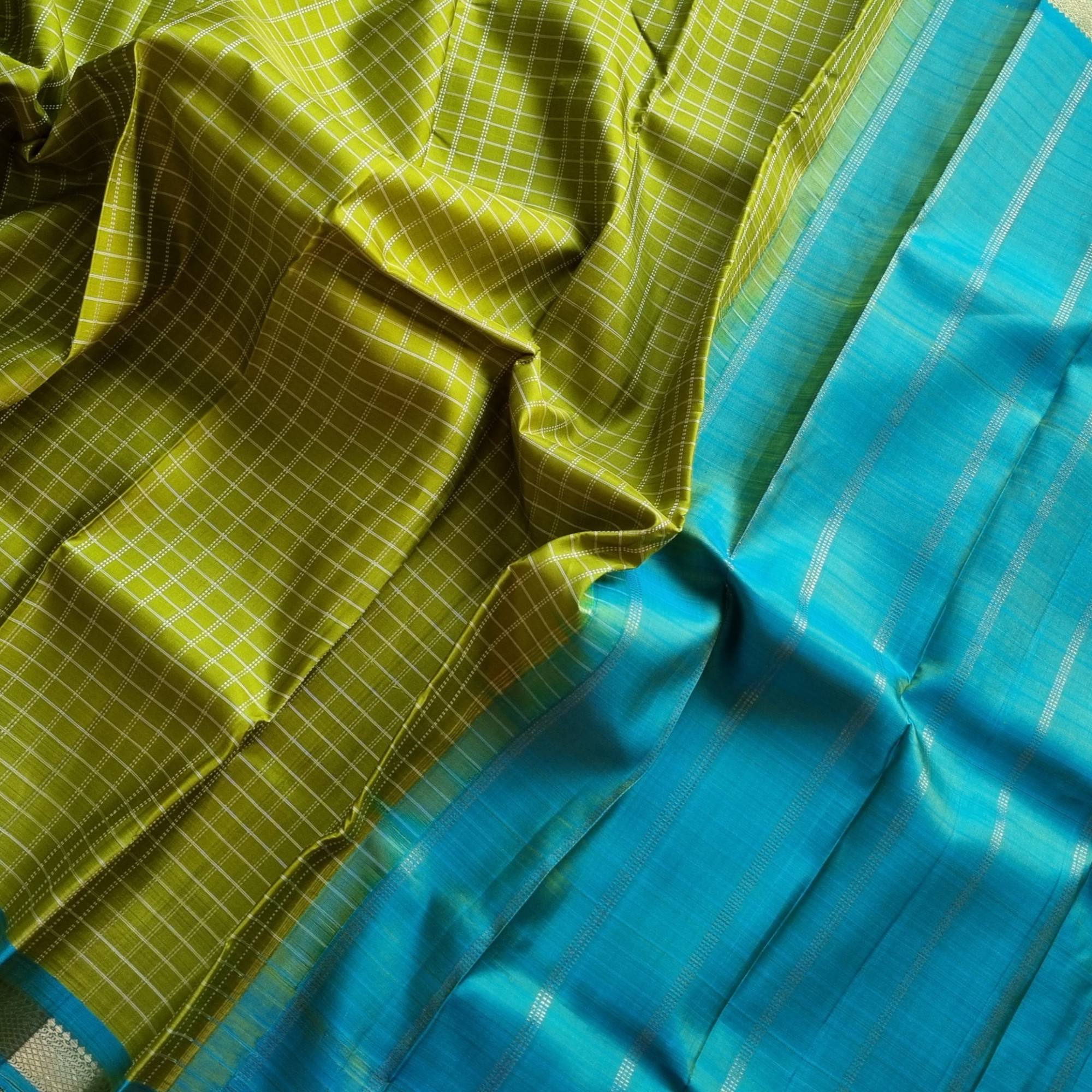 Kanjivaram Silk green kattam