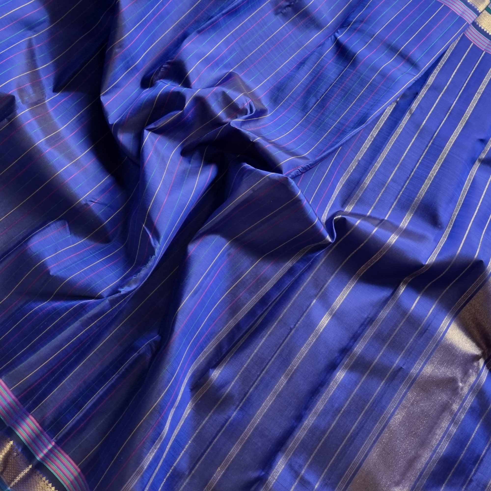 Kanjivaram Silk in unique and contemporary design royal blue