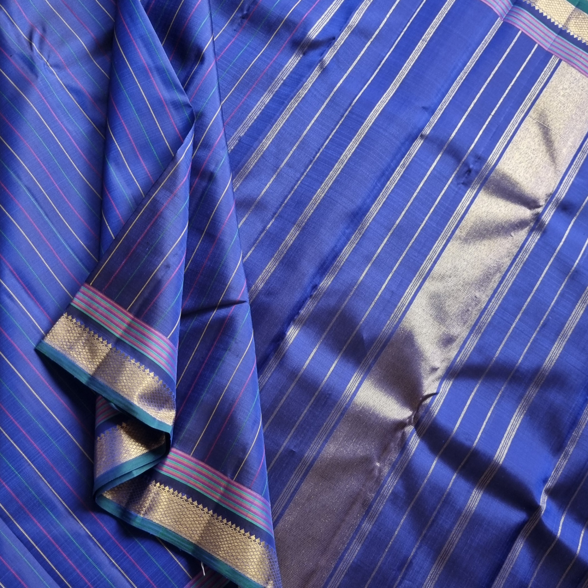 Kanjivaram Silk in unique and contemporary design royal blue