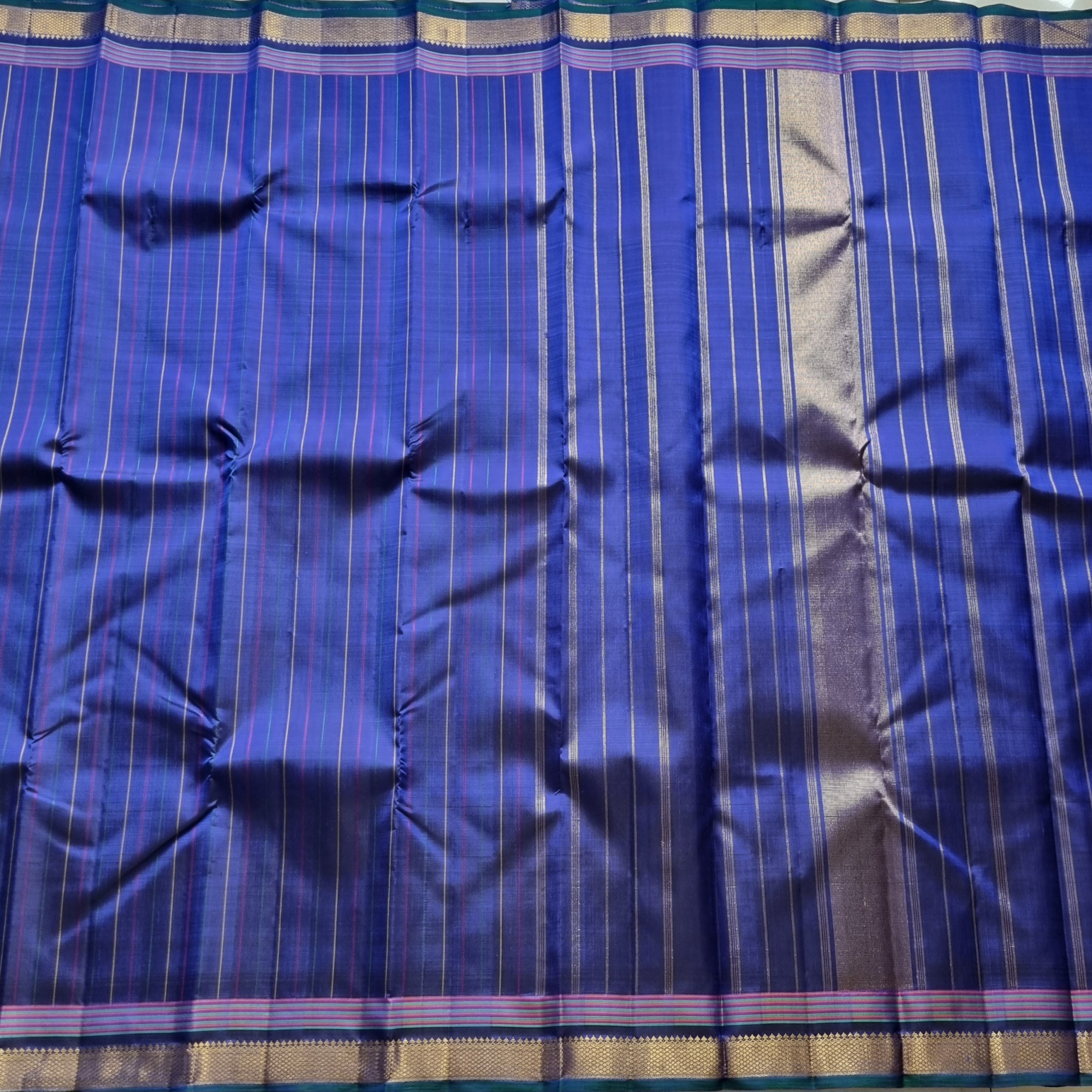 Kanjivaram Silk in unique and contemporary design royal blue