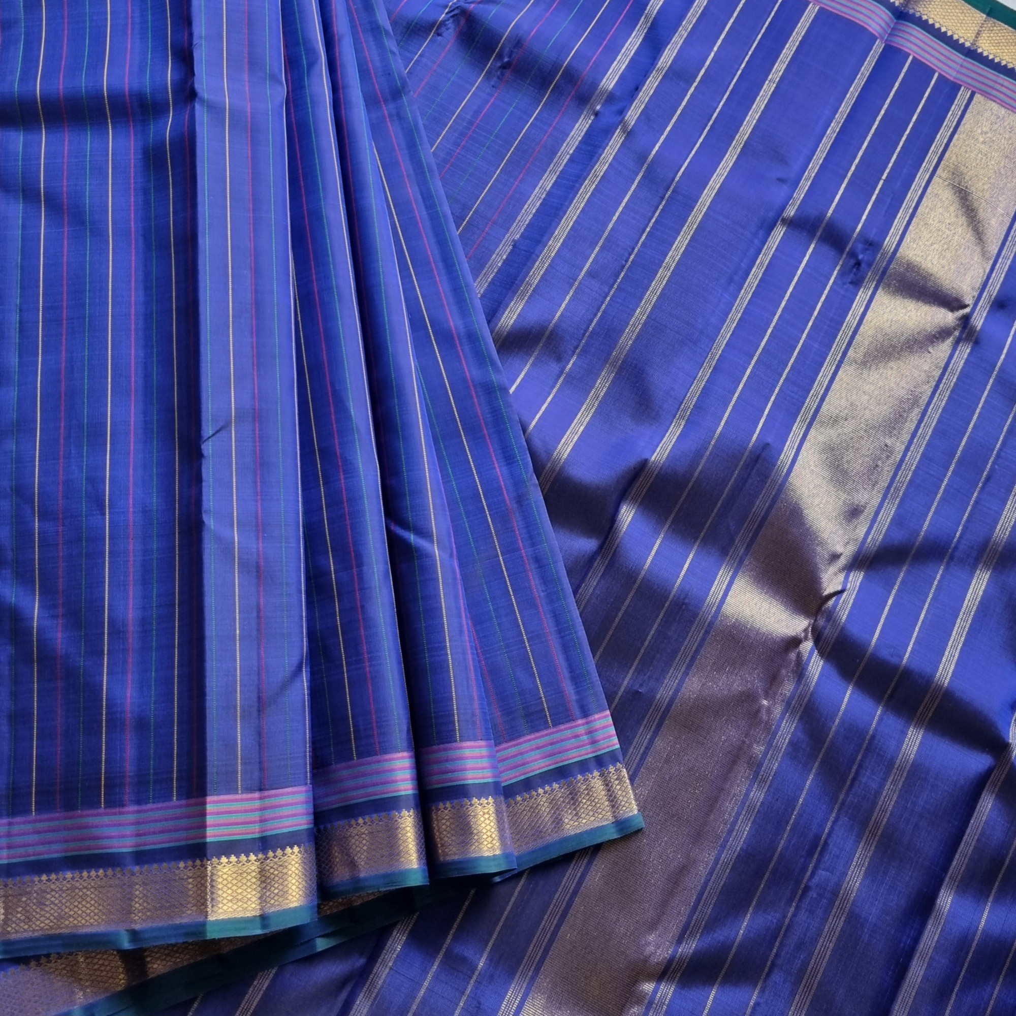 Kanjivaram Silk in unique and contemporary design royal blue