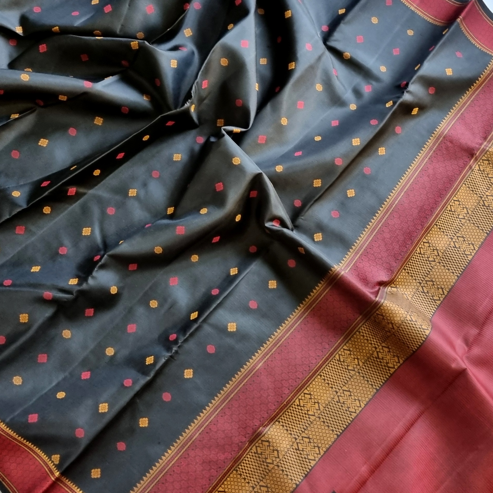 Kanjivaram Silk black threadwork