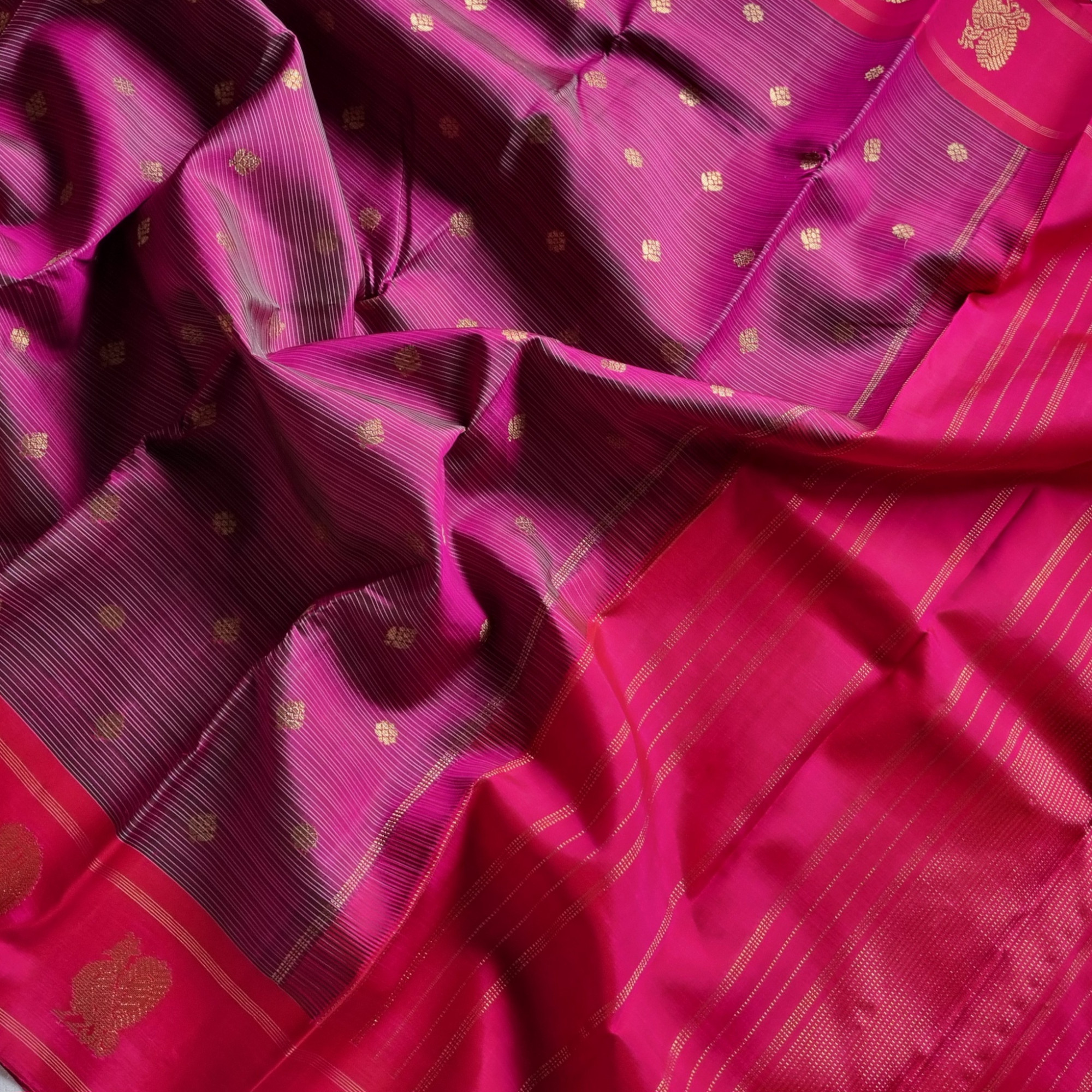 Kanjivaram Silk magenta purple stripes