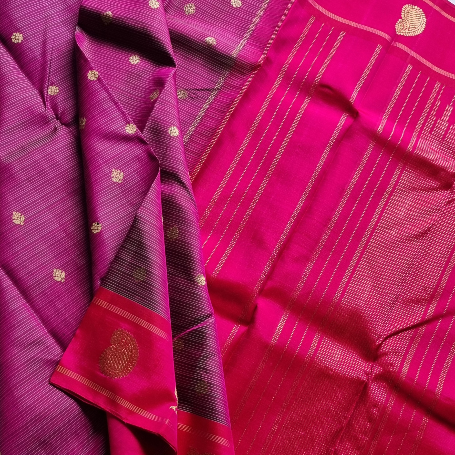 Kanjivaram Silk magenta purple stripes