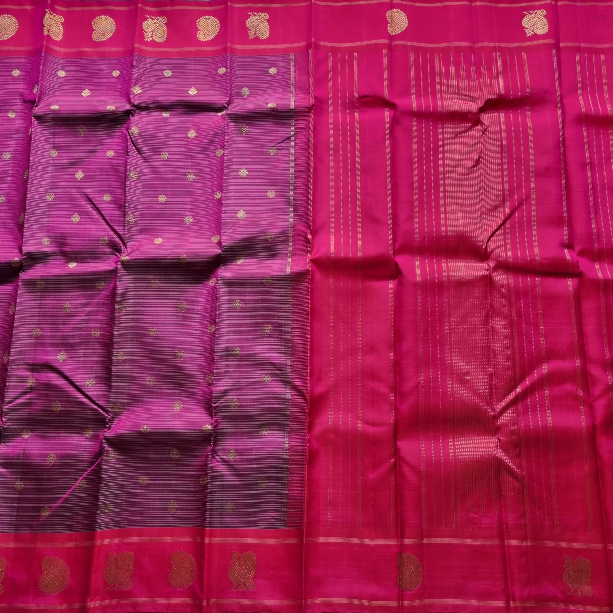 Kanjivaram Silk magenta purple stripes