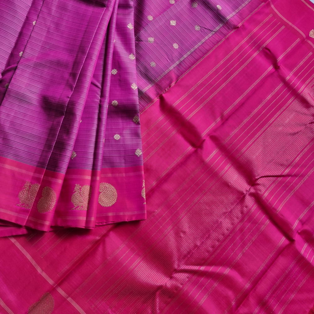Image of Kanjivaram Silk magenta purple stripes
