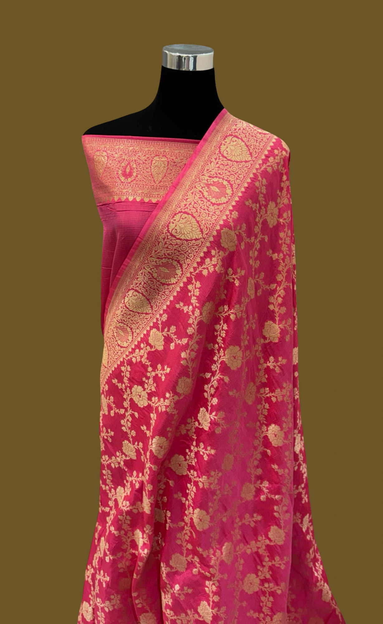 Handloom Banarasi Pure Katan Jangla Silk Saree