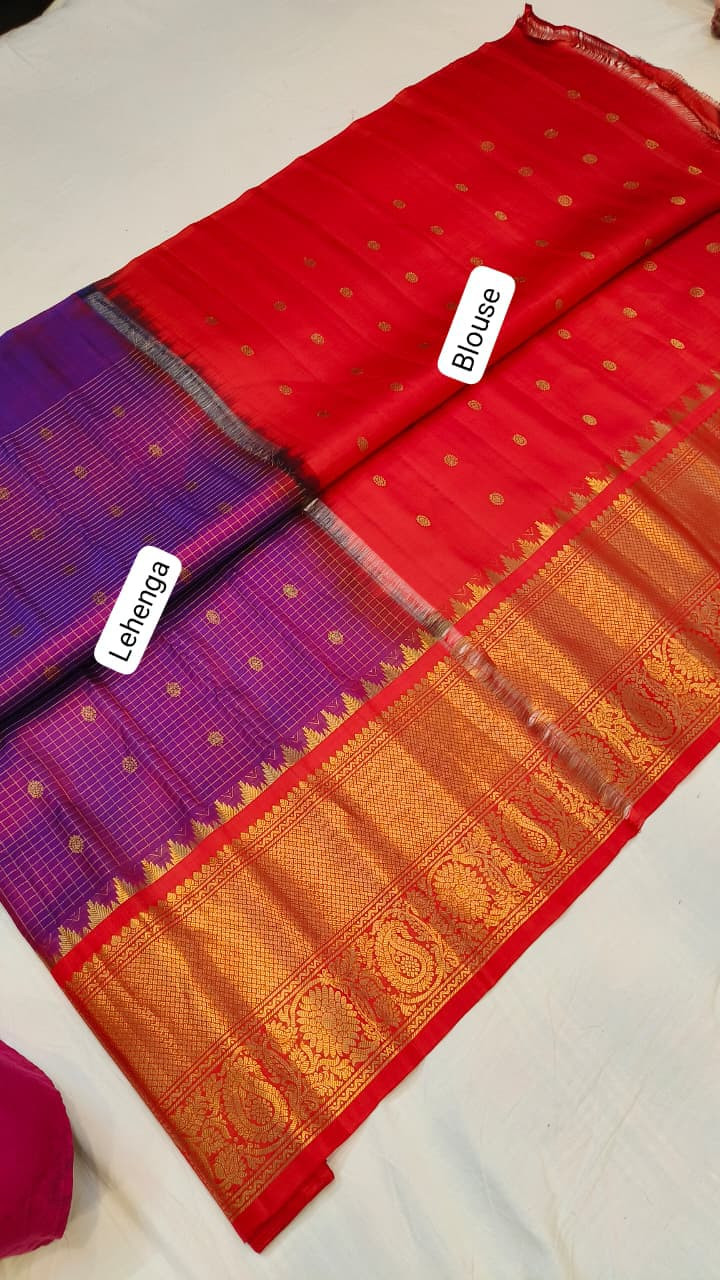 Pure Gadwal Handloom Pattu Lehenga