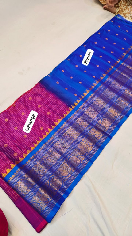 Image of Pure Gadwal Handloom Pattu Lehenga