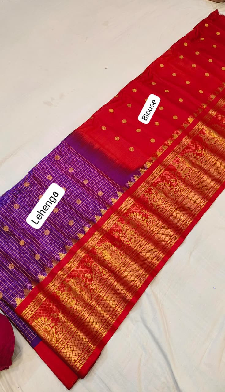 Pure Gadwal Handloom Pattu Lehenga