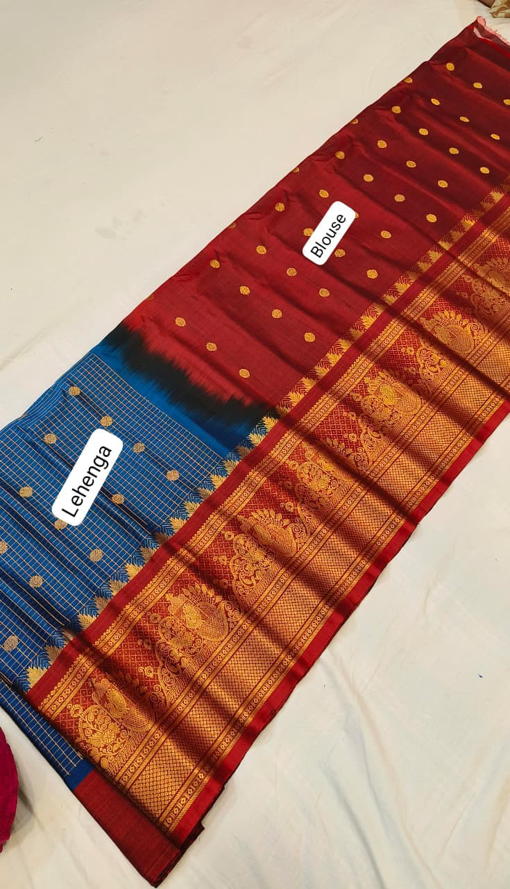 Pure Gadwal Handloom Pattu Lehenga