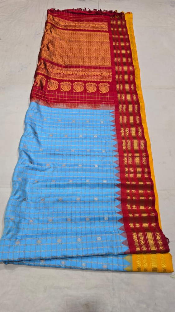 Image of Gadwal Pure Silk Ganga Jamuna Saree