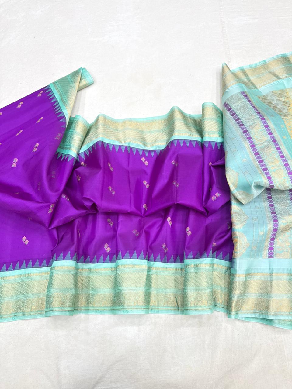 Gadwal Vintage Pure Silk Temple Border Saree