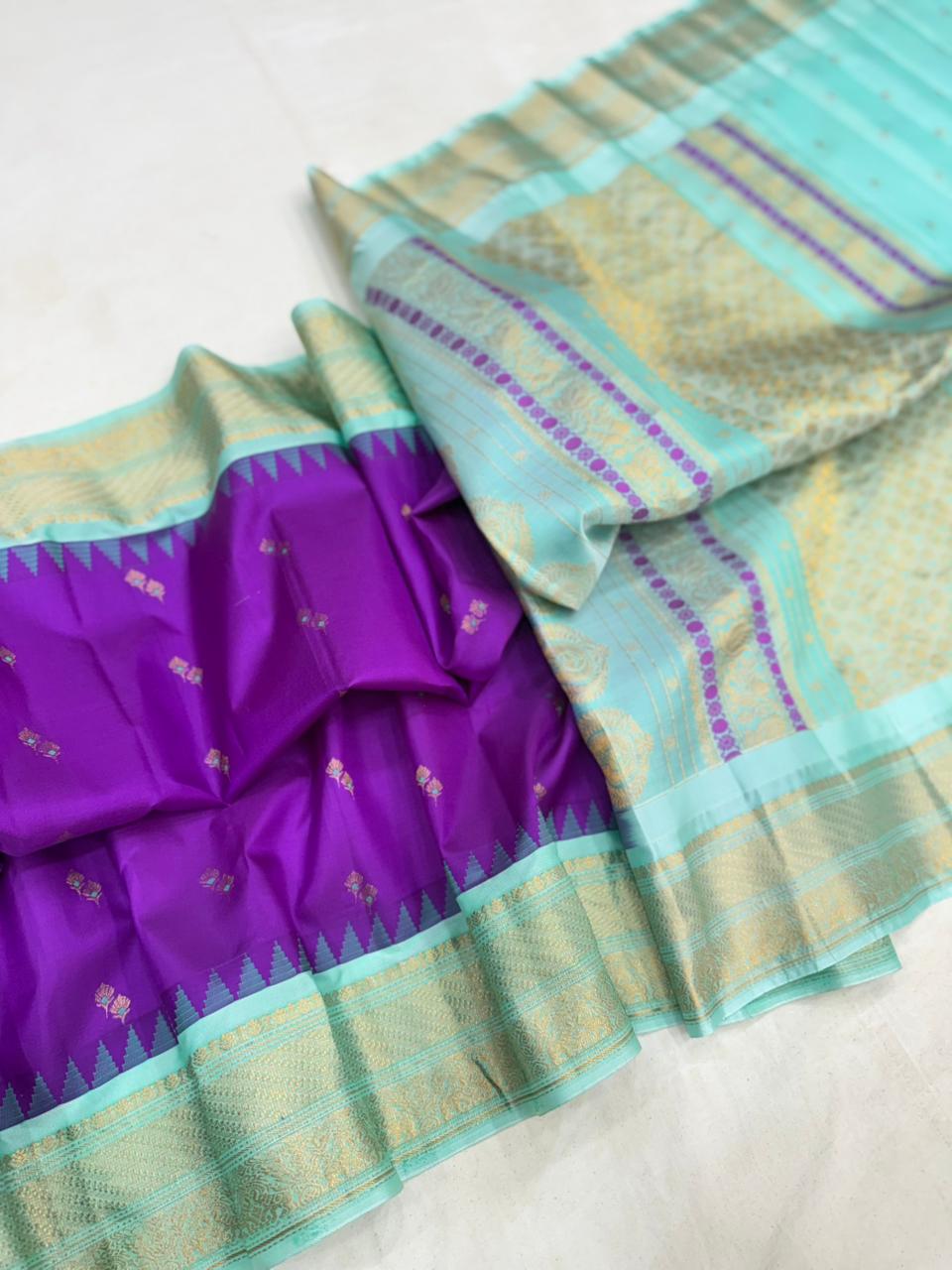 Gadwal Vintage Pure Silk Temple Border Saree