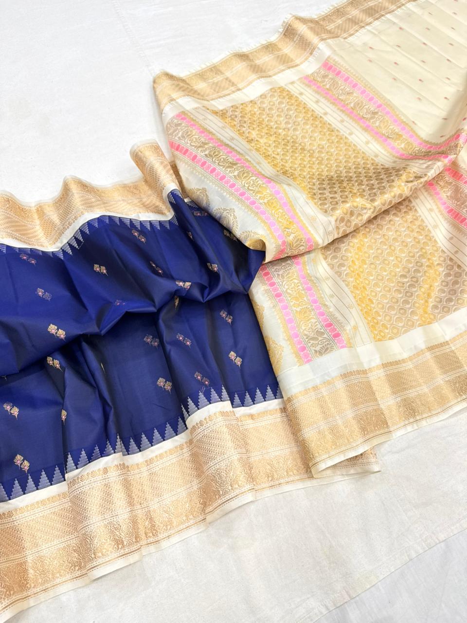Gadwal Vintage Pure Silk Temple Border Saree