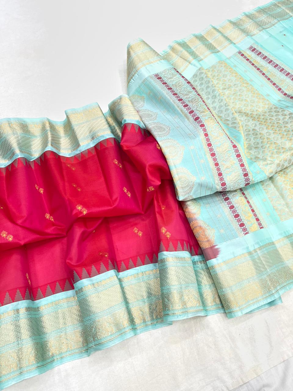 Gadwal Vintage Pure Silk Temple Border Saree