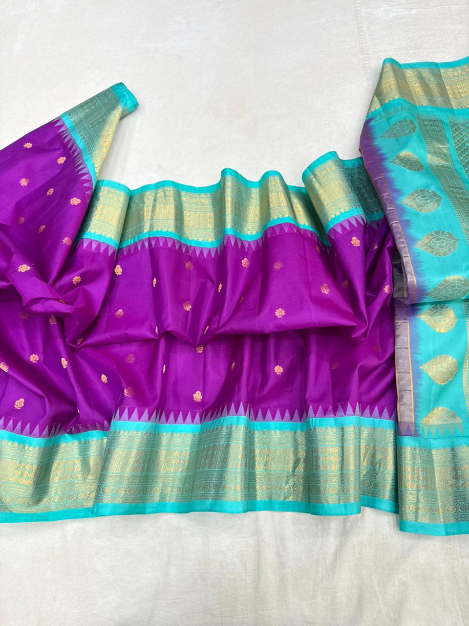 Gadwal Vintage Pure Silk Temple Border Saree