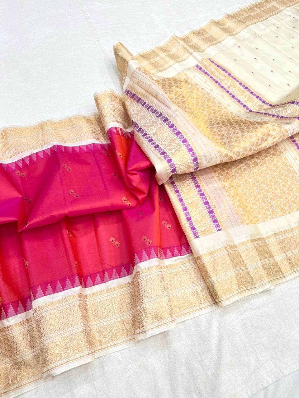 Gadwal Vintage Pure Silk Temple Border Saree