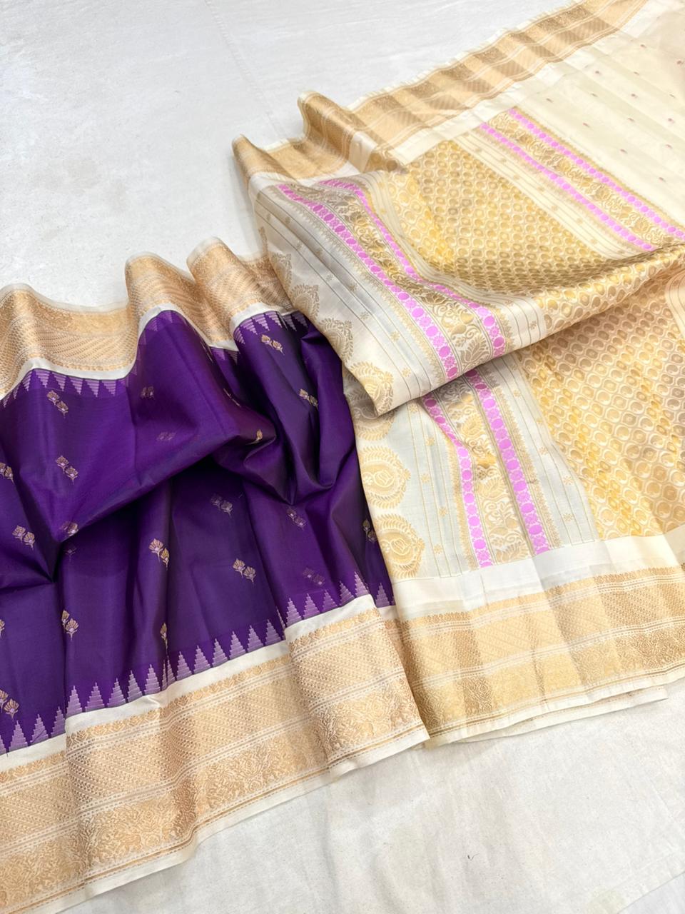 Gadwal Vintage Pure Silk Temple Border Saree